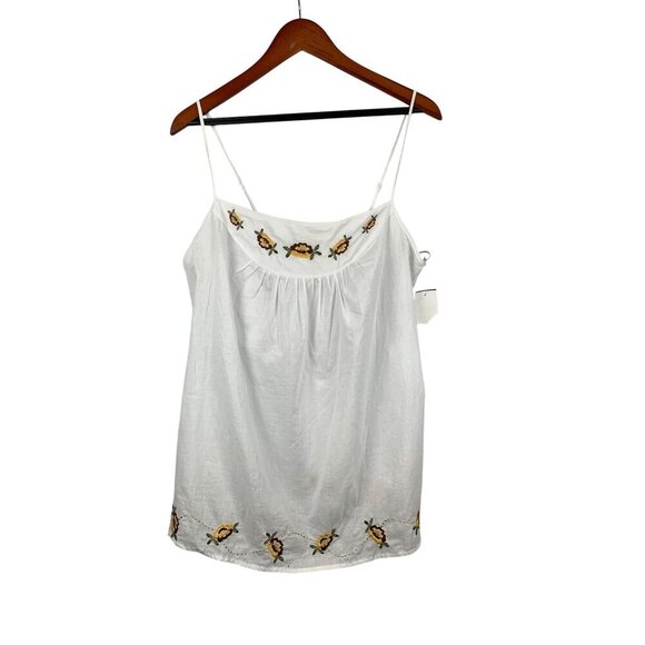 Nordstrom Rack White Embroidered Floral Camisole Top X Large Mimi Chica 100% Cot - Picture 1 of 5